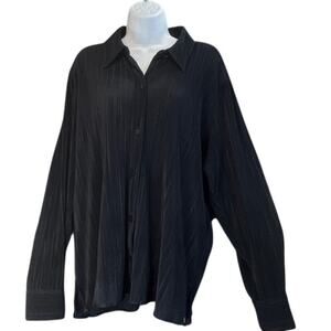 Abercrombie & Fitch Womens XL Black Polyester Button Up Business Casual